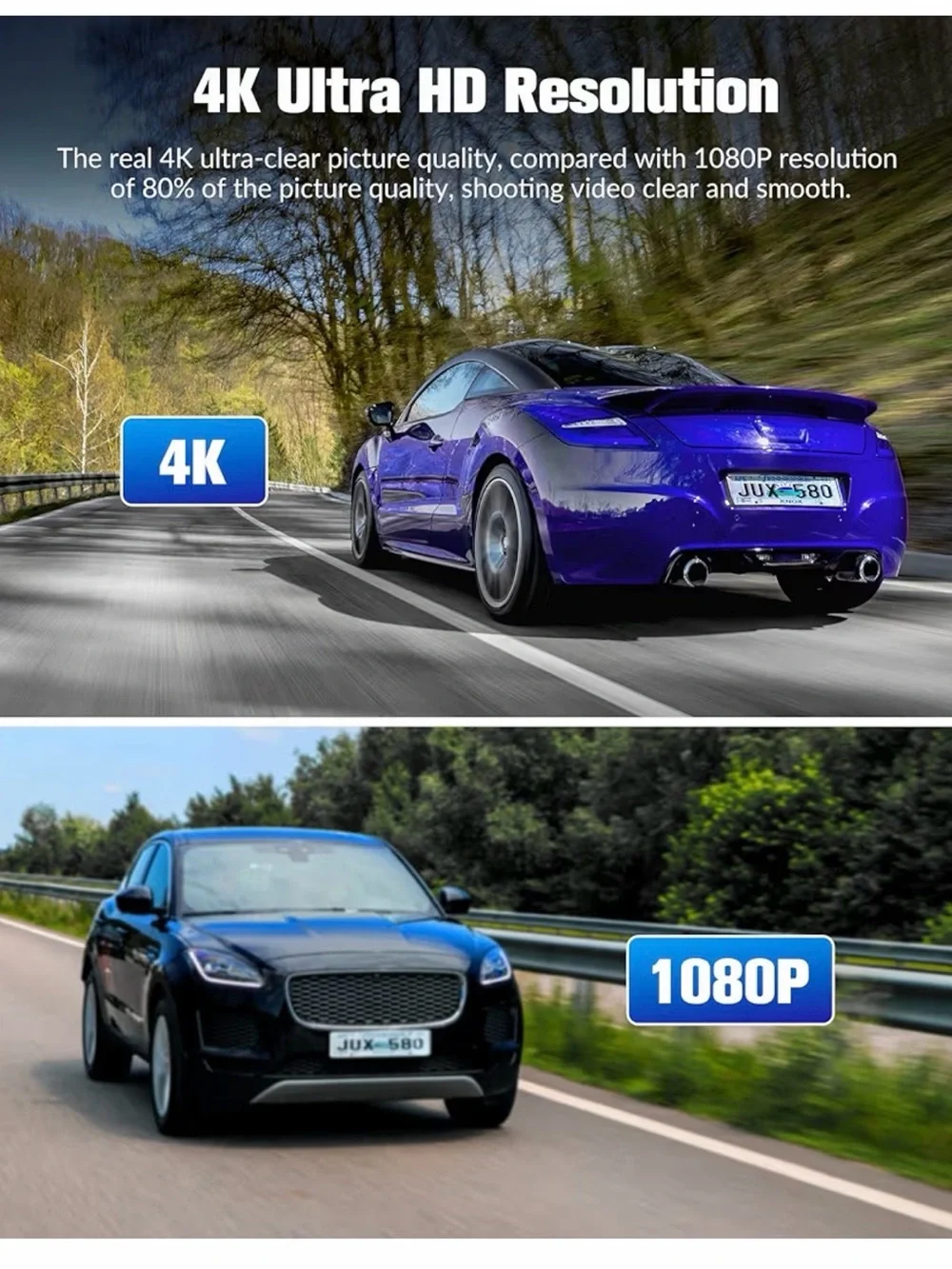 4K Three-Channel Dash Cam (Black)